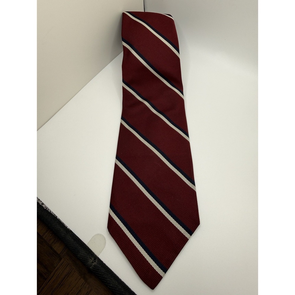 Robert Talbott Nordstrom Tie Burgundy Navy Striped Silk Hand Sewn Made USA